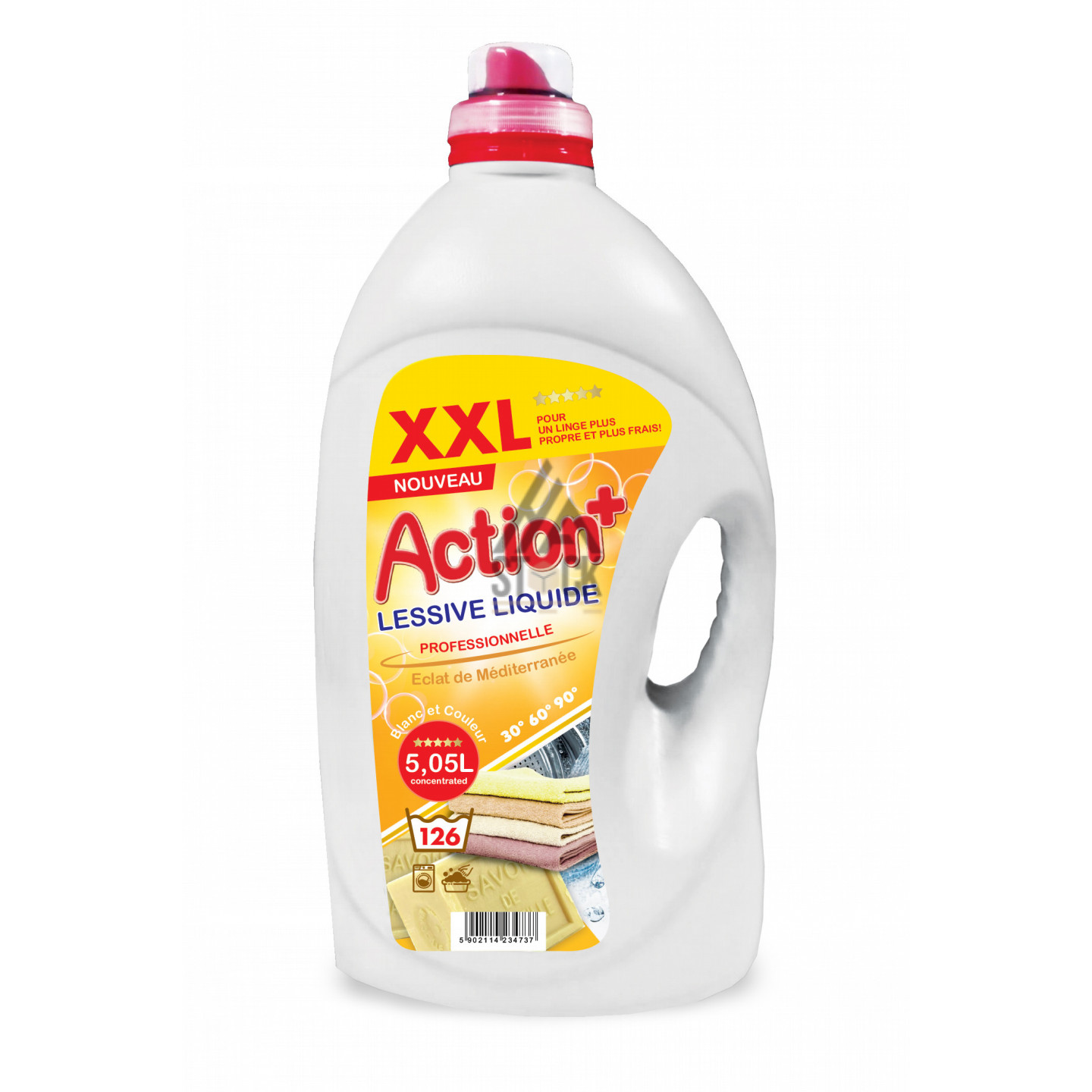Lessive Action+ Eclat de Méditerranée  - 5L - 120 bidons