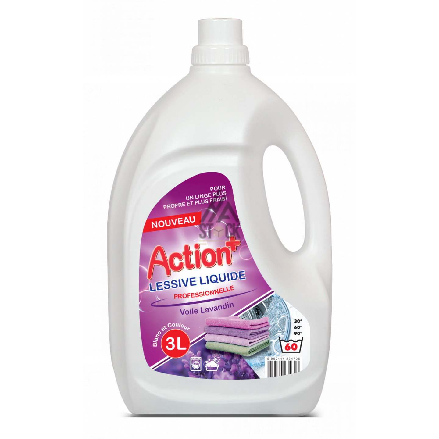 Lessive Action+ Voile Lavandin - 3L - 200 bidons