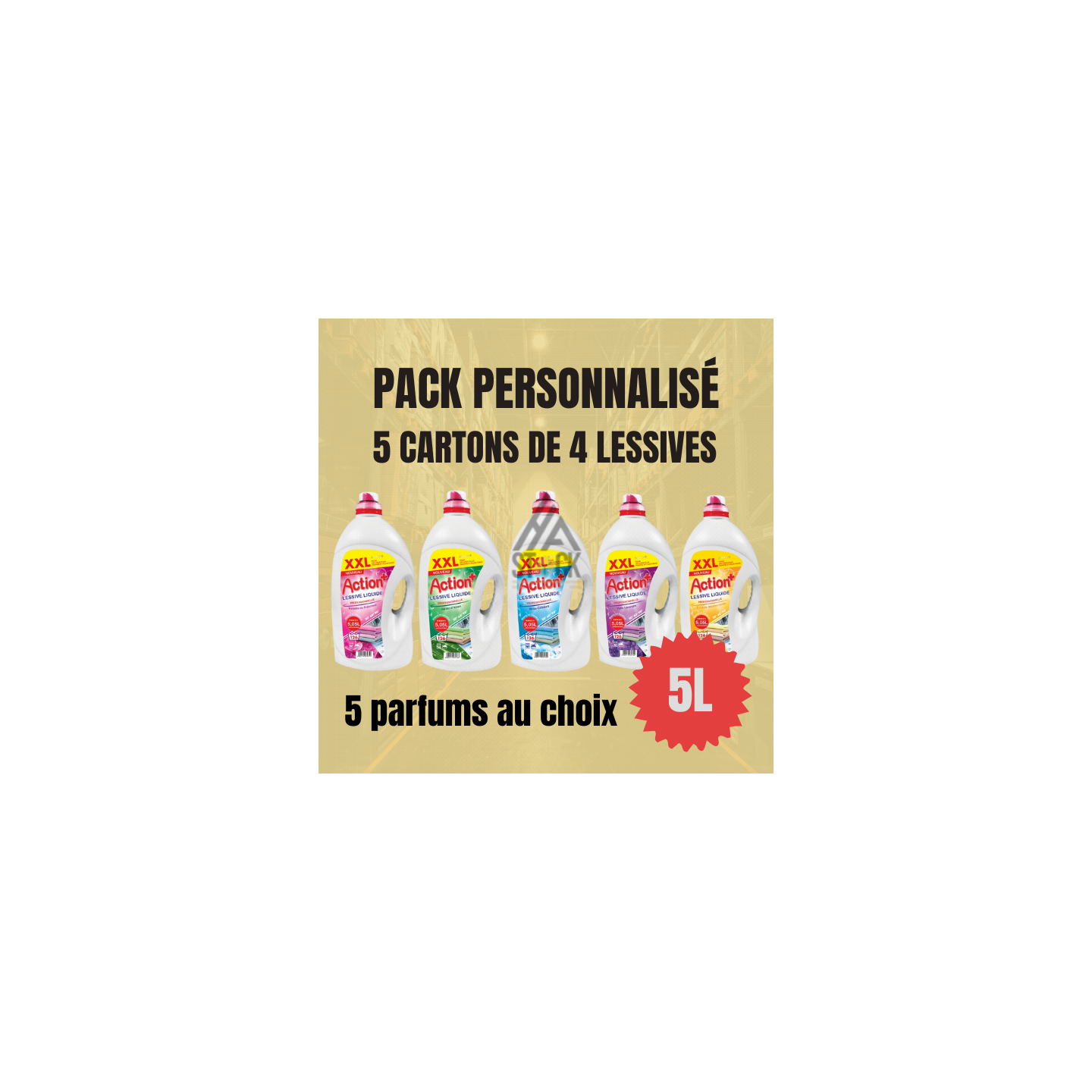 5 cartons de lessive 5L - Parfums au choix