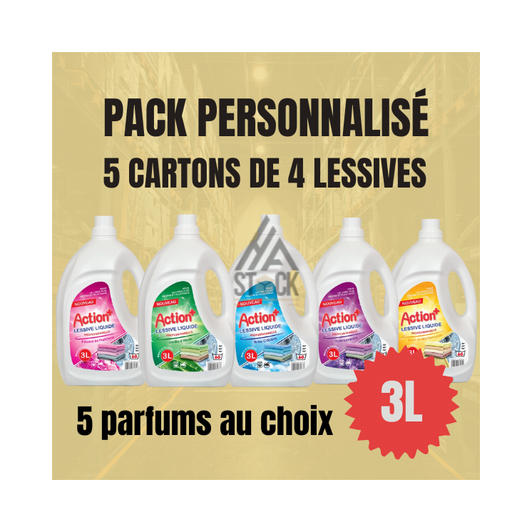 5 cartons de lessive 3L - Parfums au choix
