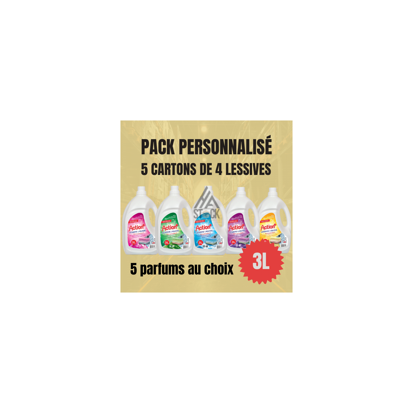 5 cartons de lessive 3L - Parfums au choix