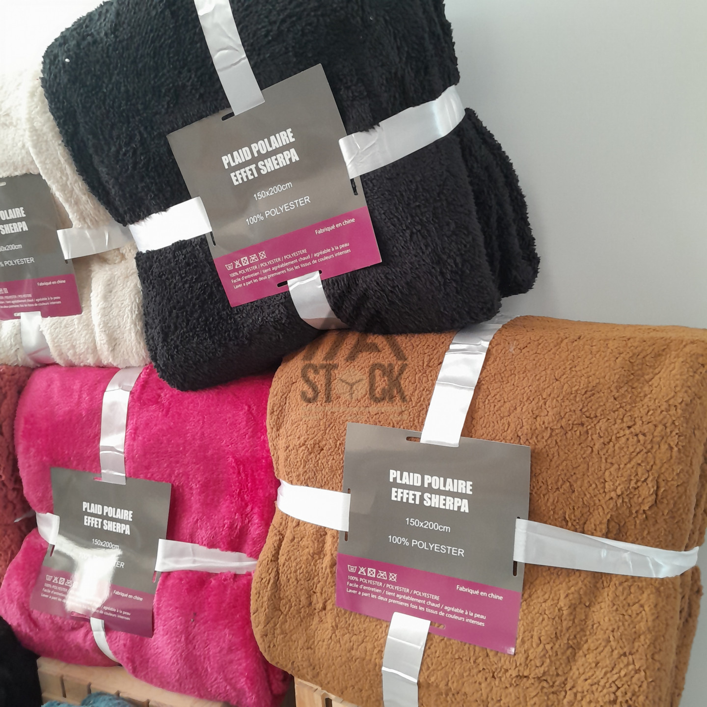 Plaid polaire effet SHERPA - 8 pièces