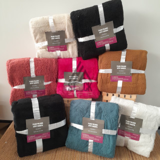Plaid polaire effet SHERPA - 8 pièces