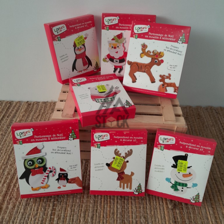 Suspensions en mousse a décorer NOEL - 65 pièces