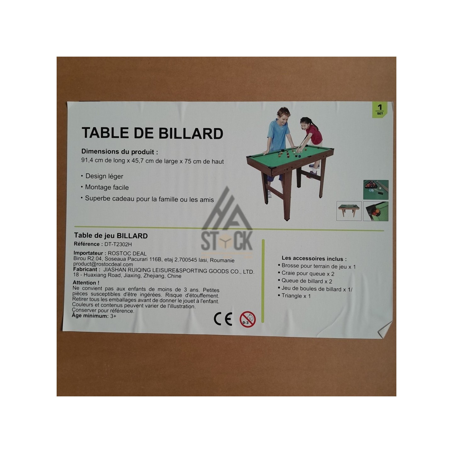 Table de billard - 3 pièces