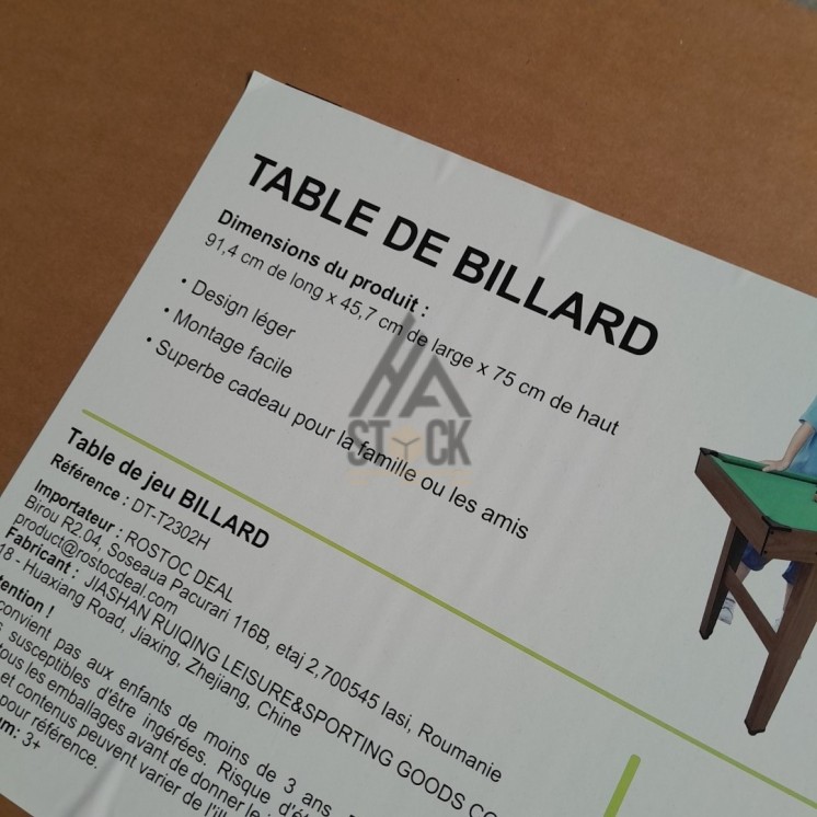 Table de billard - 3 pièces