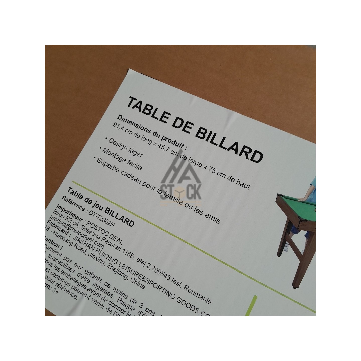 Table de billard - 3 pièces