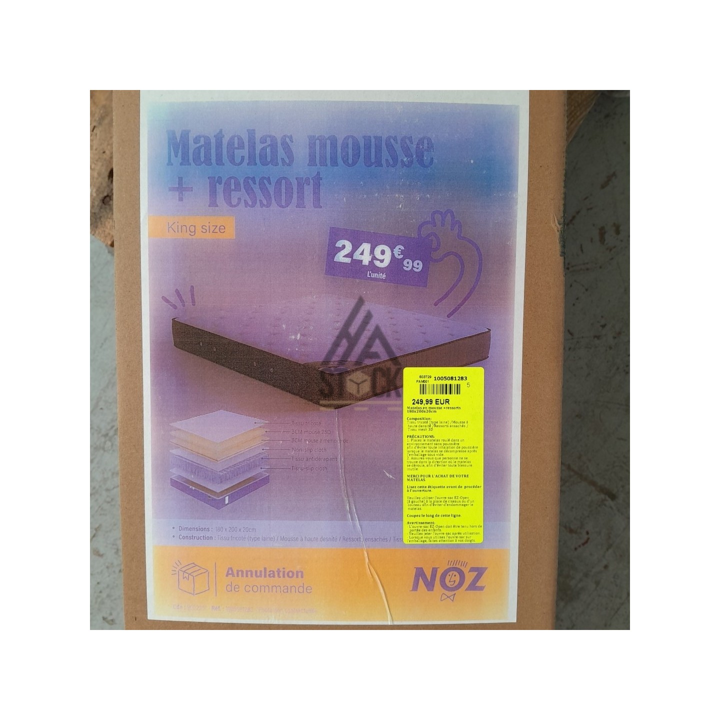 Matelas 180x200cm - 1 pièces